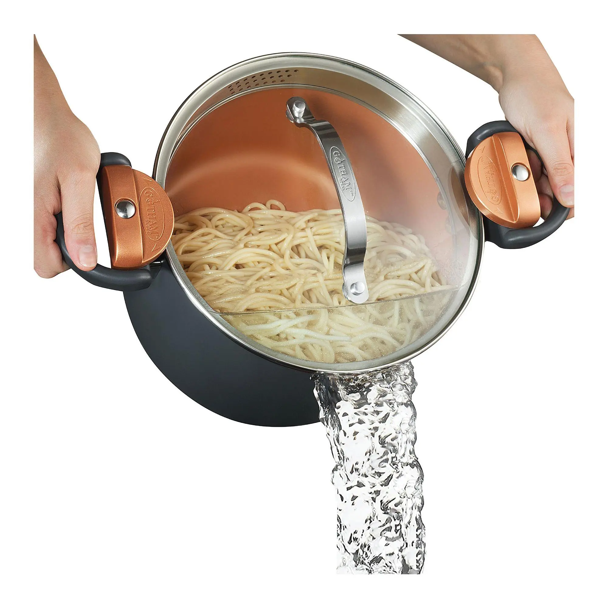 Gotham Steel 5 Qt Nonstick Pasta Pot with Twist& Lock Handles Gotham Steel 5 Qt Nonstick Pasta Pot with Twist& Lock Handles
