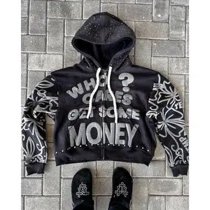 Y2K Zip Hoodie New American Hip Hop Casual Fashion Alphabet Design Vintage Hooded Long Sleeve Sports Hood Men Women Street Wear.Aa