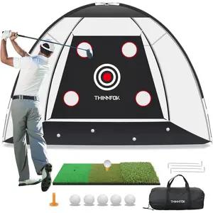 Golf Net, Golf Practice Net and Mat, 10x7FT Hitting Aids for Backyard Driving Chipping Swing Training with Noise Reduce Target Tri-Turf Mats Tees Real Balls for Indoor Outdoor, Gifts for Men Dad
