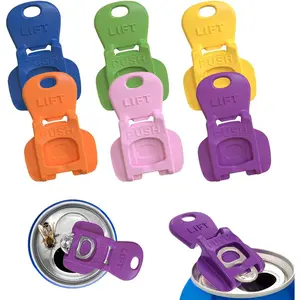 6PCS Colorful Can Tab Openers & Leak-Proof Drink Covers – One-Hand Soda Can Opener and Reusable Protector Caps for Coke, Beer, Soda, and Aluminum Cans