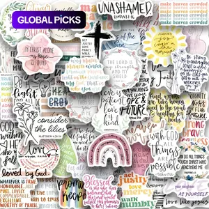 Bible Verse Stickers, 50-Piece Water Bottle Sticker Set, Scrapbooking and Journaling Material Paper, DIY Decorative Stickers for Stationery, Computer and Phone