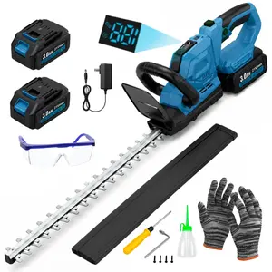 【WeeklyDeals】SEEVOLX Portable Cordless Hedge Trimmer, Handheld Electric Shrub Trimmer with 21-in Blade, 2x3.0Ah Batteries, Lightweight Garden Tool for Lawn Maintenance, Father's Day Pruning Tool, Hedge Trimmers Cordless With Battery