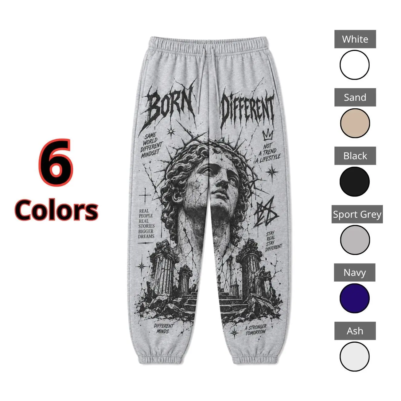 Men's Women's Greek Statue Graphic Joggers, Vintage Gothic Streetwear Sweatpants, Ancient Sculpture and Ruins Print Casual Pants, Relaxed Unisex Lounge Bottoms K