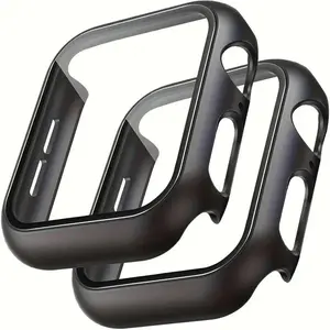 2 Pack Apple Watch PC Case with Screen Protector – Full Coverage Protective Cover (38–46mm)