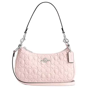 COACH Teri 24 Medium Leather Shoulder Bag with Detachable Strap for Women in Pink