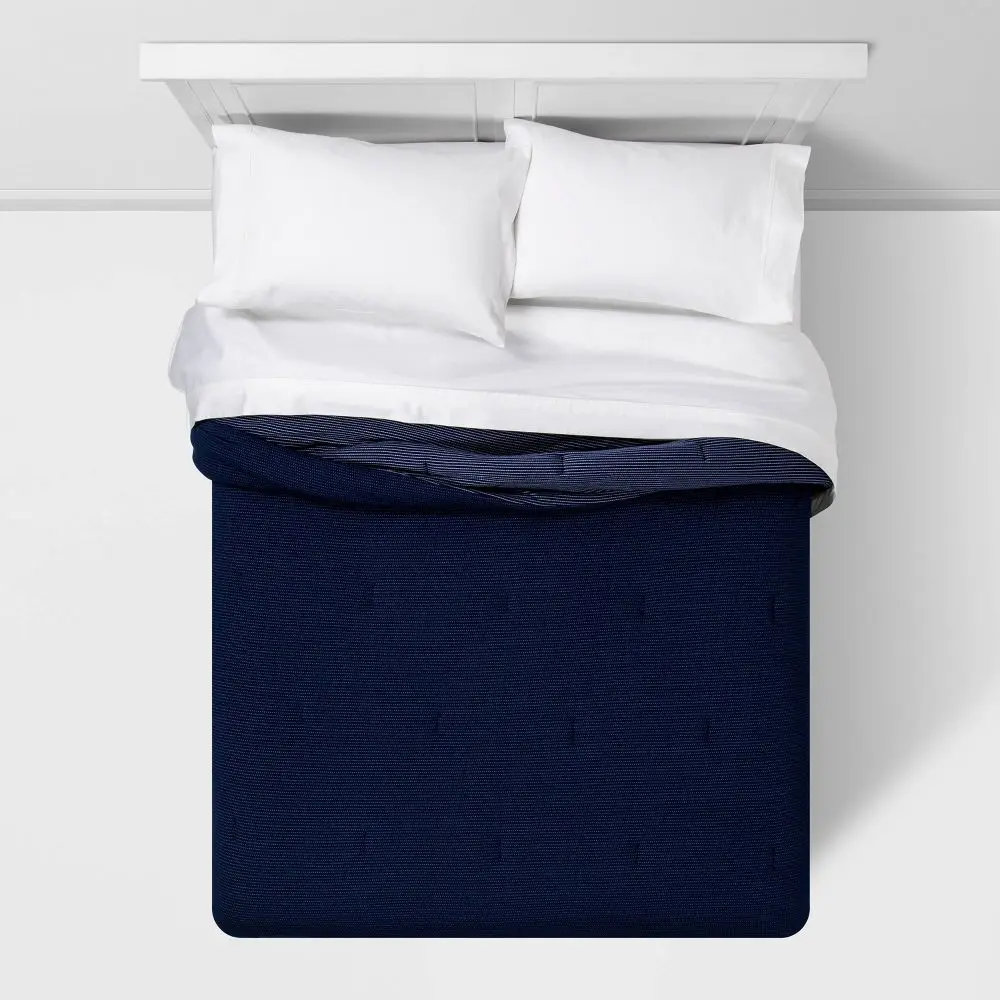 King Dobby Jersey Comforter Navy - Room Essentials: OEKO-TEX Certified Midweight All Ages
