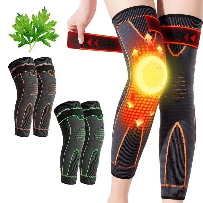 High-Elasticity Aicao Knee Brace for Men & Women, Breathable Knit Warm Support Sleeve with Anti-Slip Design, Extended Length & Adjustable Compression for Sports, Winter Warmth & Joint Pain Relief,Gift