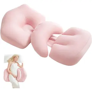 Pregnancy Pillow, Maternity Pillow for Pregnant, Travel Wedge Pillow for Side Sleeper, Relief Body Pillow for Back, Belly, Waist, Removable & Cover, Pink