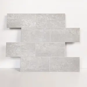 10 Sheets Gray White Peel and Stick Backsplash Tile, Faux Stone Subway Tile for Kitchen Wall Backsplash, Bathroom Accent Wall, Stick  12"x12" Adhesive Peel and Stick Tiles