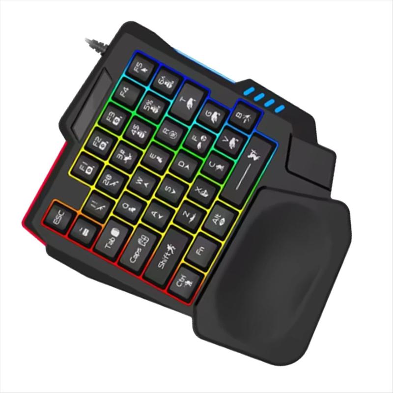Ergonomics Gaming Keyboard Single Hand Usb Wired 35key One Handedly RGB Backlight Mini Keyboard for Christmas New Year Home Use