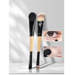 2pcs Multi-Colored Double-Ended Foundation Brush - Soft Hairs For Liquid Foundation And Concealer, Portable Makeup Brushes With Wooden Handle,airbrush foundation