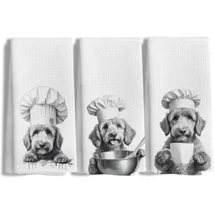 Funny Goldendoodle  Kitchen Towels Set of 3, Goldendoodle Golden Doodle Gifts Dish  Towels for Kitchen Decor, Doodle Mom Gifts Hand Towels, 16x24 Inches