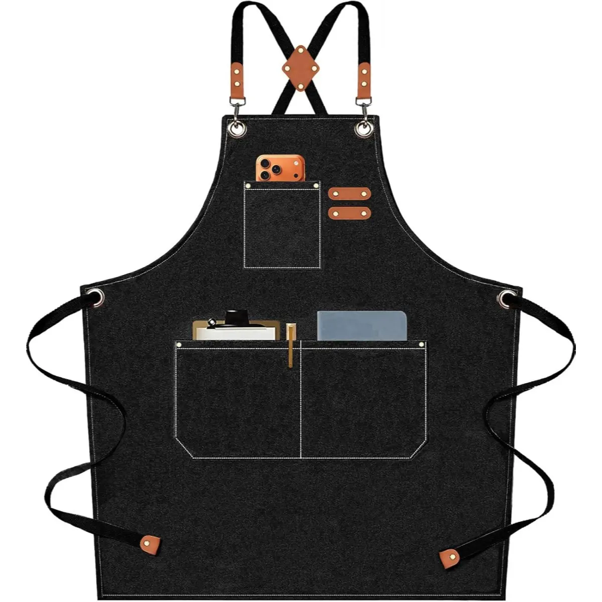 Chef Aprons for Men Women with Oversized Pockets, 16-Ounce Cotton Canvas Cross Back Heavy Duty Work Apron Chef Aprons for Men Women with Oversized Pockets, 16-Ounce Cotton Canvas Cross Back Heavy Duty Work Apron