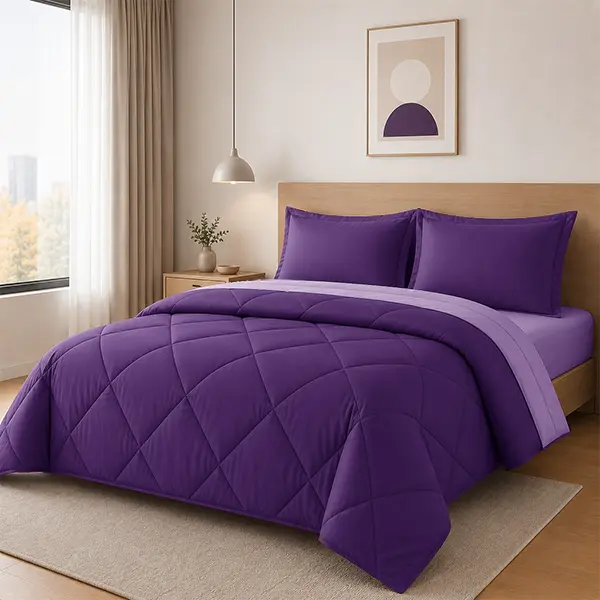 Reversible Double-Sided Fancy Comforter Set - Ultra Soft Lightweight Soft Bedding Sets, Dual-Color Quilted Comforter with Pillowcases, Summer-Ready Bedding Collection, Fancy Bedding Sets