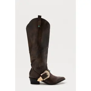 Rhode Knee High Cowboy Boots - Brown 3