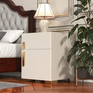 Smart Nightstand with Safe Box and LED Lights and Wireless Charge
