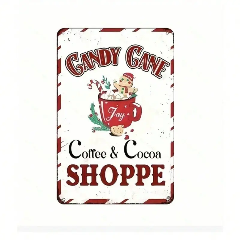 Aluminum Vintage Coffee and Cocoa Shoppe Sign Rustic Cafe Metal Wall Decor Aluminum Gingerbread Kitchen Art Plaque for Home Bar