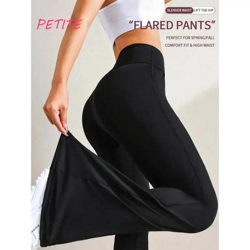 PETITE Slimming High-Rise Bootcut Leggings - Stretch Fabric, Flare Fit For Yoga & Fitness, Breathable Women's Gym Wear