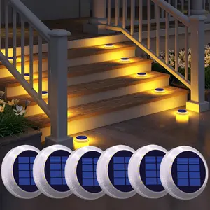 Solar Step Lights Waterproof IP68, Anti pressure 5 tons White LED Deck Lights Solar Powered, battery 1000mAh work more than 20 hours, Flat Solar Ground Disc Lights for Outdoor Pathway Lighting, Driveway Patio Solar Garden Lights