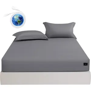 Grounding Sheets Full Size  Cotton for  Sleep , Deep Pocket Grounding Fitted Sheets Includes Grounding Cord (Gray, Full -54"x75"x14")