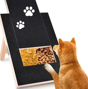 Dog Nail Scratch Board with Treat Box - Eco-Friendly Wooden Scratch Pad and Nail File, Includes 2 Extra Playful Toys for Happy Grooming