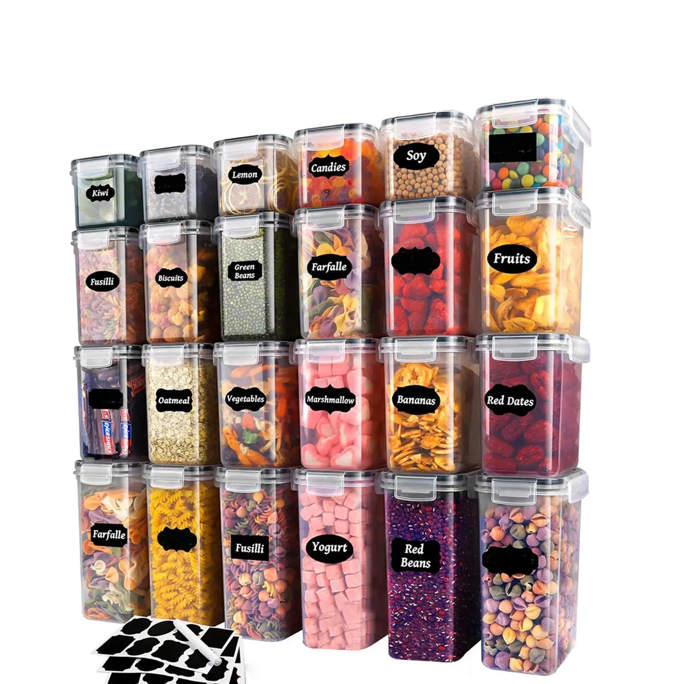 24/48pcs Sealed Food Storage Containers with Lids - Kitchen Utensils Lunch Boxes for Kitchen Grain, Rice, Pasta Organization