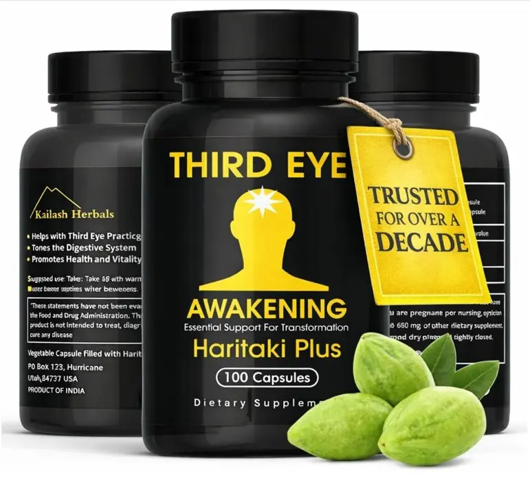 Third Eye Awakening – Organic Haritaki Capsules – King of Herbs for Pineal Gland Decalcification, Third Eye Activation & Intuition – Trusted by Millions of Yogis – 650mg – 100 Vegan Capsules.