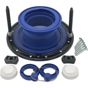 Toilet Flange Repair Kit - Toilet Kit For Low or Broken Flange. Toilet Wax Ring Replacement Kit W/Toilet Flange Extender Kit, Easy Toilet Bolts, & Toilet Caps For Bottom of Toilet. (1 Ea.)