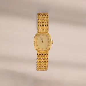 Pave Woven Timepiece by Caitlyn Minimalist - 18K Gold Plated Square Link Watch for Women - Minimalist Jewelry - Girlfriend Gift