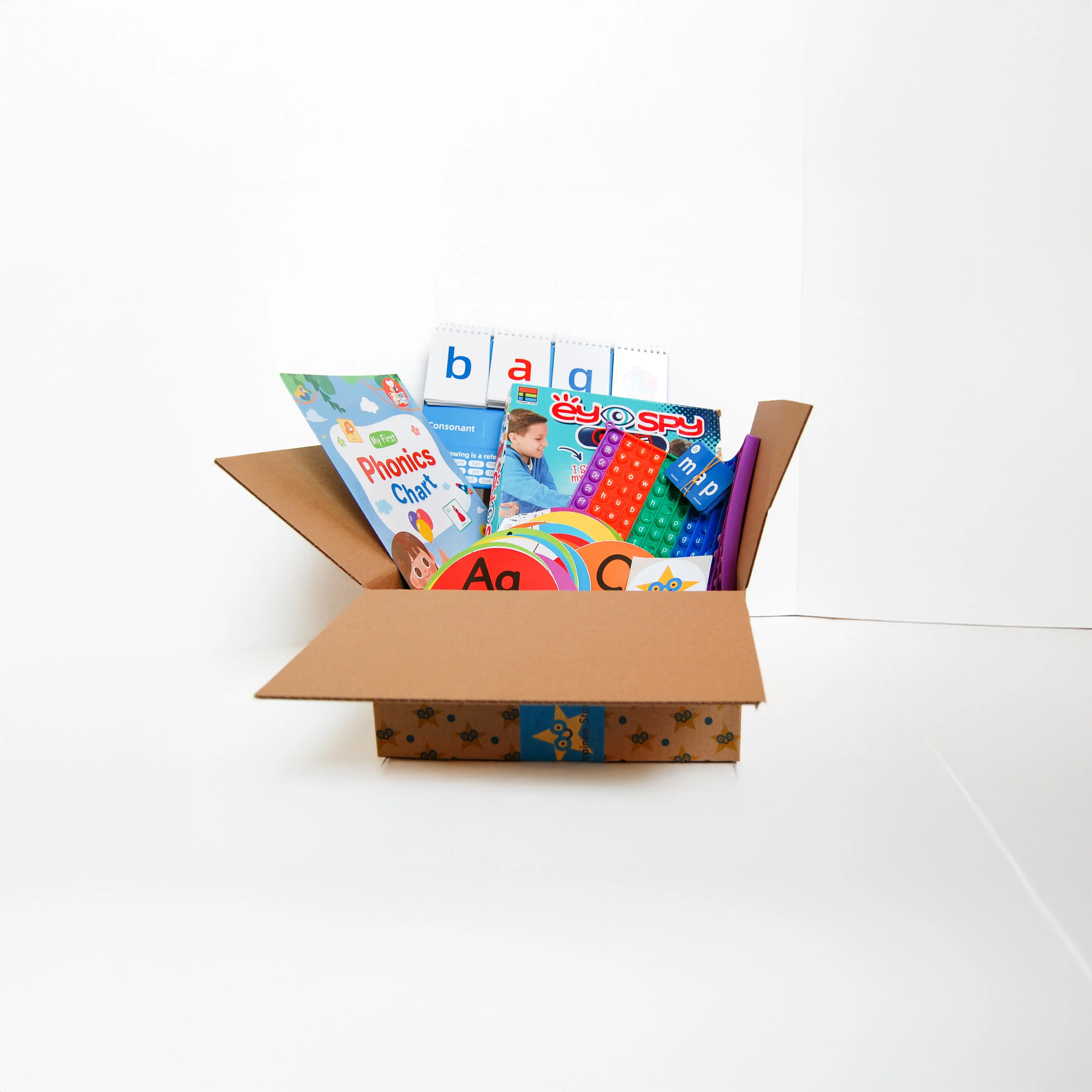 Brainee Star Phonics Box A for Kindergarten-First Grade Students Learning Consonants Vowels Digraphs and Syllables