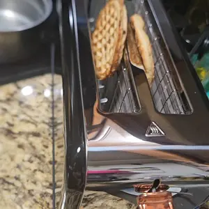 Pukomc 4-Slice Slots Stainless Steel Toaster, 2 Wide Long Slots for Bagels Waffles Toast, 6 Browning Levels, Removable Tray, Cancel/Bagel/Defrost Functions, 1500W WT-8500 Black Home Kitchen Appliances