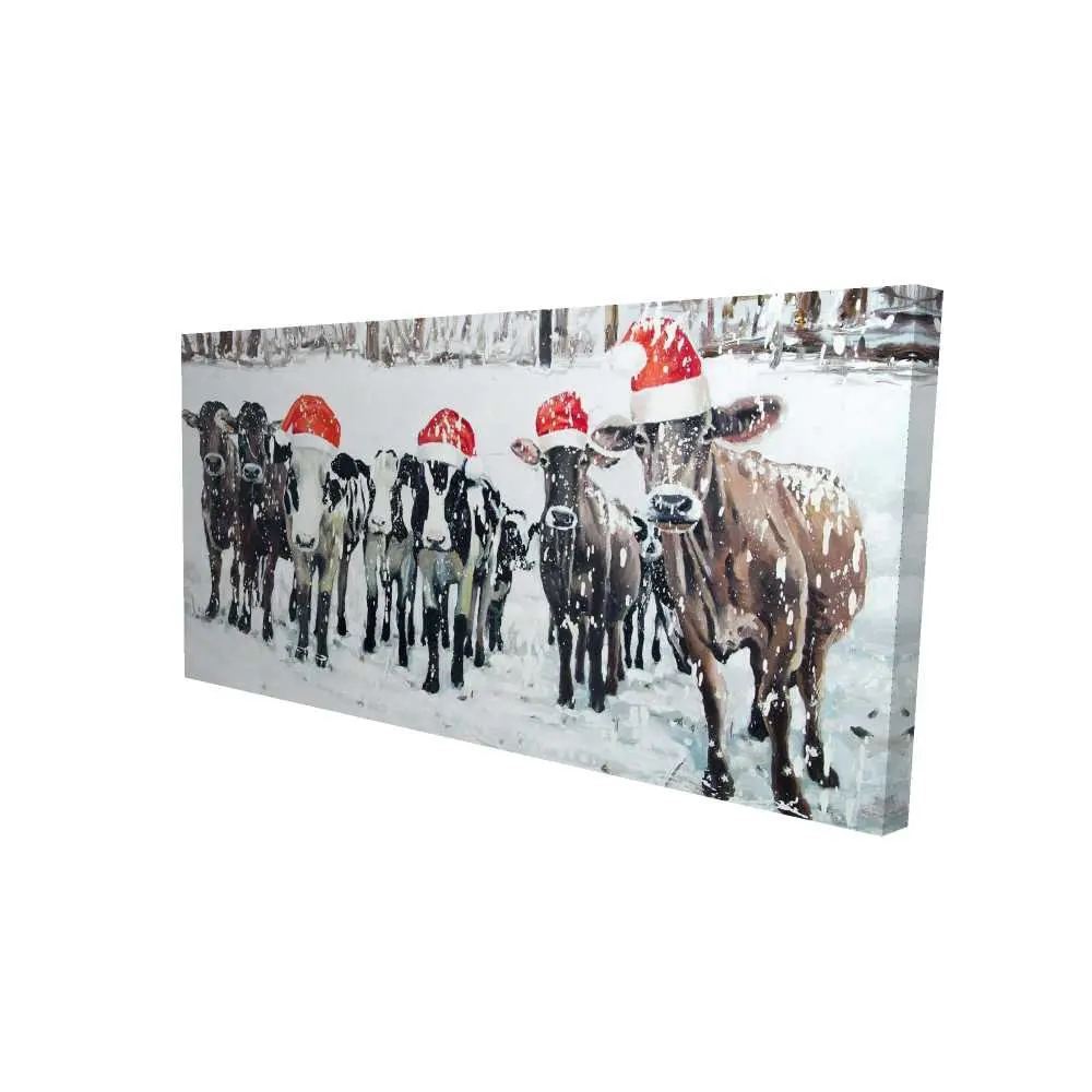 Begin Home Decor 2080-2448-HO24 24 x 48 in. Curious Christmas Cows - Trees Livingroom Canvas