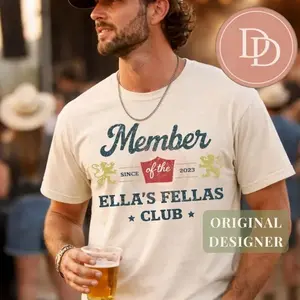 Ellas Fellas Club T-Shirt, Western Country Concert Graphic Shirt, Vintage Rodeo Music Fan Tee, Unisex Oversized Casual Apparel, Gift For Her Him Z60