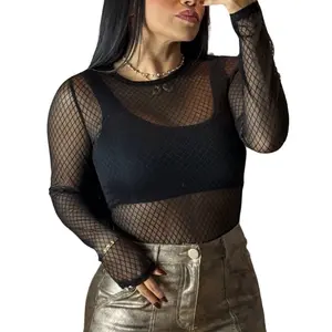 Ash Mesh Textured Turtle Neck Long Sleeve