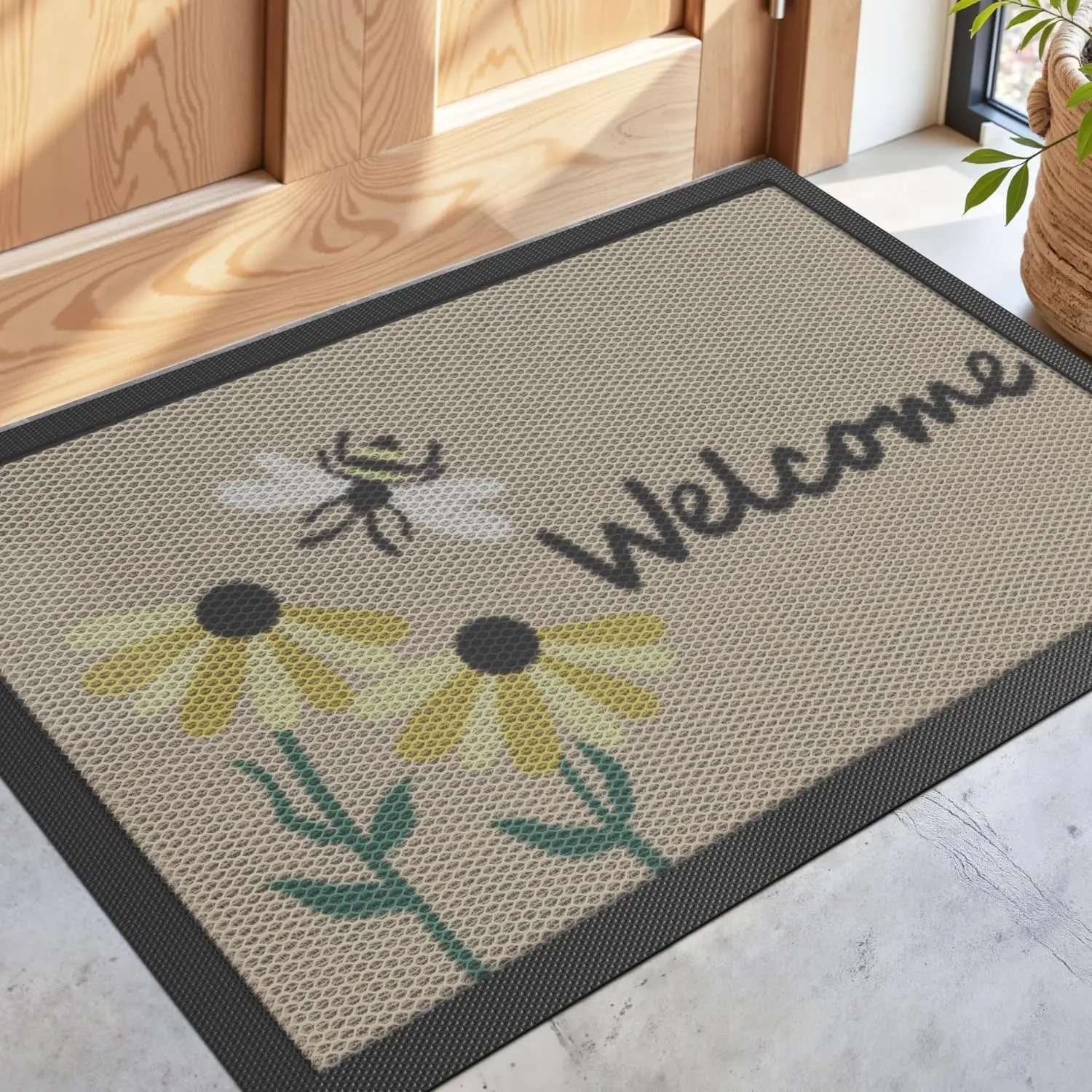 DEXI Entrance Doormat - 3' x 5' 1-Piece Durable Polyester Fiber Heavy-Duty Non-Slip Dirt Trapper, Wrinkle-Resistant All-Weather Grip Waterproof Outdoor Patio Rug, Home Entryway Decor, Front Door Mat