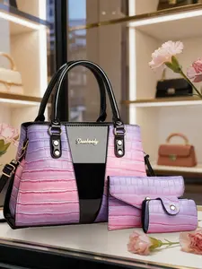 Women's handbag, Handbag combo, crocodile pattern tote bag, gradient handbag, crossbody bag, shoulder bag, commuter bag, casual bag, party bag, Mother's Day gift for mom, Valentine's gift for wife, Christmas gift for girlfriend