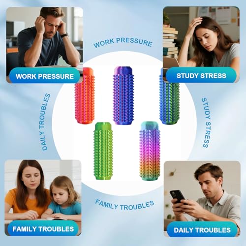3PCS Adult Sensory Stress Relief Toys | Mild Pressure Stimulation for Anxiety Relief, Portable Spiky Keychain Fidget Toys for Travel