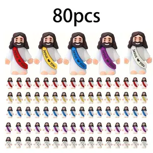80/160pcs Mini Jesus Figures Original Design Decor Easter Egg Stuffers - Cute Jesus Ornaments Toys Christmas