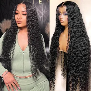 Bling Hair 13x4 Lace Frontal Wigs Human Hair Kinky Curly Frontal Wig Brazilian Wave Curly 4x4 Closure Wigs Human Hair For Women PrePlucked 180% Density