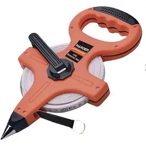 Measuring Tape Reel - Inches/Metric Long Measuring Tape - Heavy Duty Fiberglass - For surveying, , logging - Quick retractable Design - Universal Grab Hook (100 FT/30M)