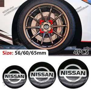 4 Piece Set Wheel Center Stickers for Nissan Tiida Almera X-Trail Xterra Qashqai Navara Altima Juke Note Leaf, 56/60/65mm Car Accessories, Car Decals, Sticker For Cars, Car Vehicle Decoration