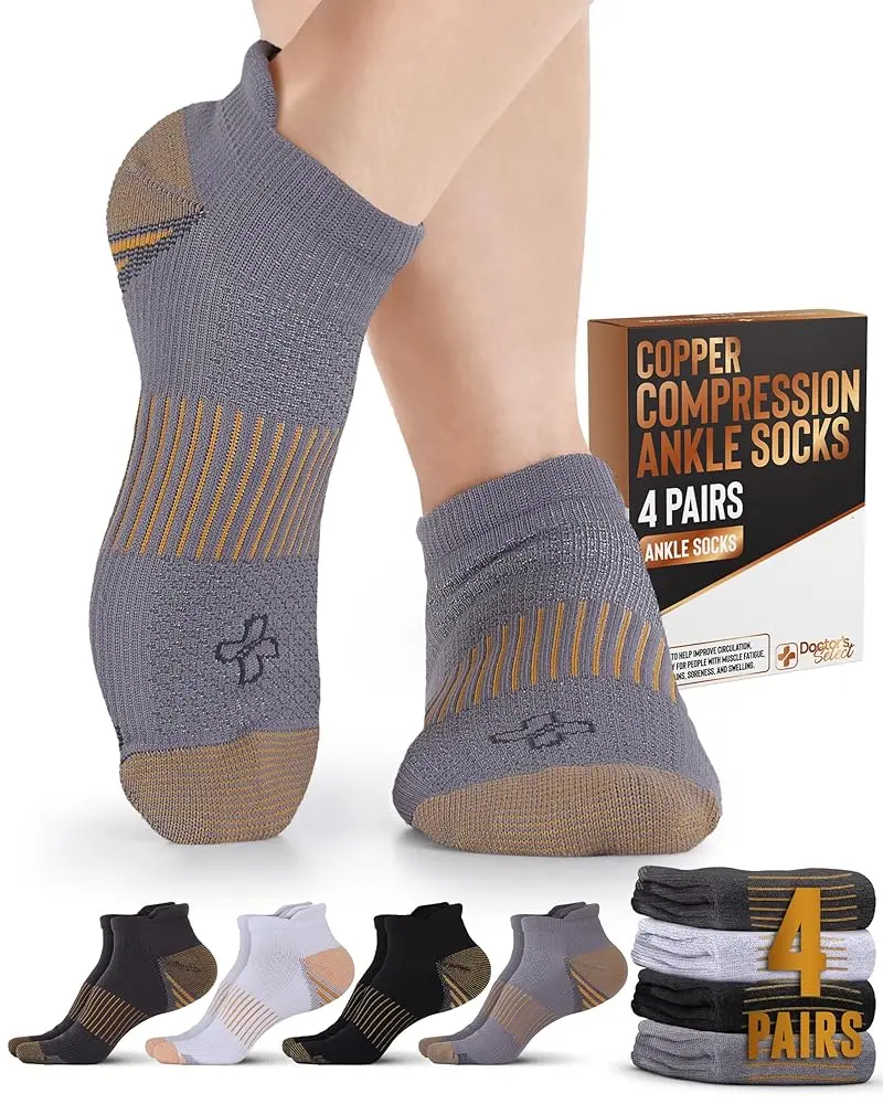 Black/White/Gray/Dark Gray (Copper) - 4 Pairs