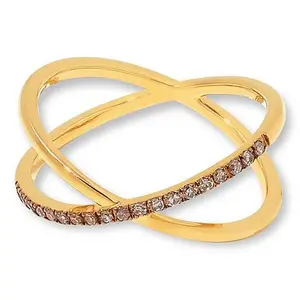 Rarities Gold-Plated 1/5ctw Diamond Crisscross Ring