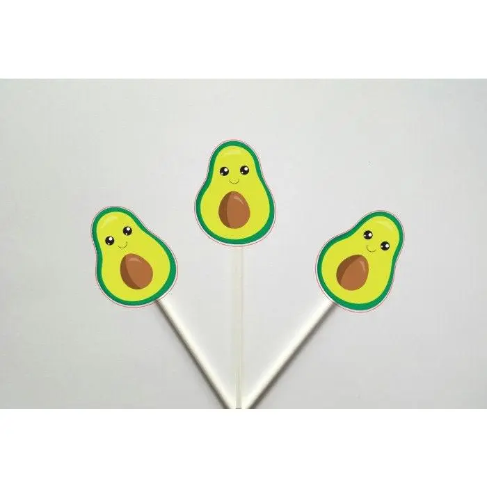 Avocado Cupcake Toppers, Avocado Birthday, Avocado Decorations, Avocado Food Picks, Avocado Baby Shower