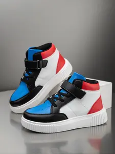 Girls Fashion Patchwork Velcro Closure Casual Sports Shoes, Outdoor Park Play School Activities Family Gatherings Daily Wear Large Size Sneakers Trendy High Top