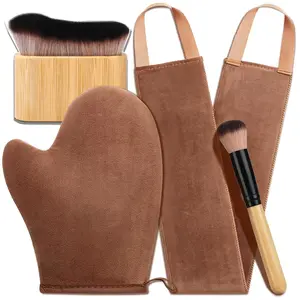 4 in 1 Luxury Velvet Self Tanning Applicator Set with Tanning Mitt Brush Back Applicator Tanning Glove