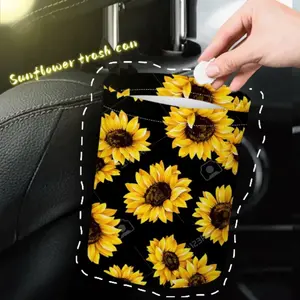 Car Sunflower Trash Can, Personalized Pattern Garbage Storage, Car Storage Organizers, Car Console Organizer, Suitable for Various Car Models, Vehicle Cleaning Essential