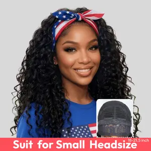 UNice Zero Stress Upgrade Water Wave Headband Wig Human Hair with Drawstring Glueless No Slipping Secure All Day Wigs for Beginners Friendly Summer Wig