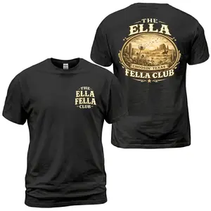 Ella Fella Club Choosin Texas T-Shirt, Western Desert Graphic Tee With Cactus Ranch Back Print, Front Chest Ella Fella Logo Shirt, Country Cowboy Lifestyle Apparel Gift for Men and Women
