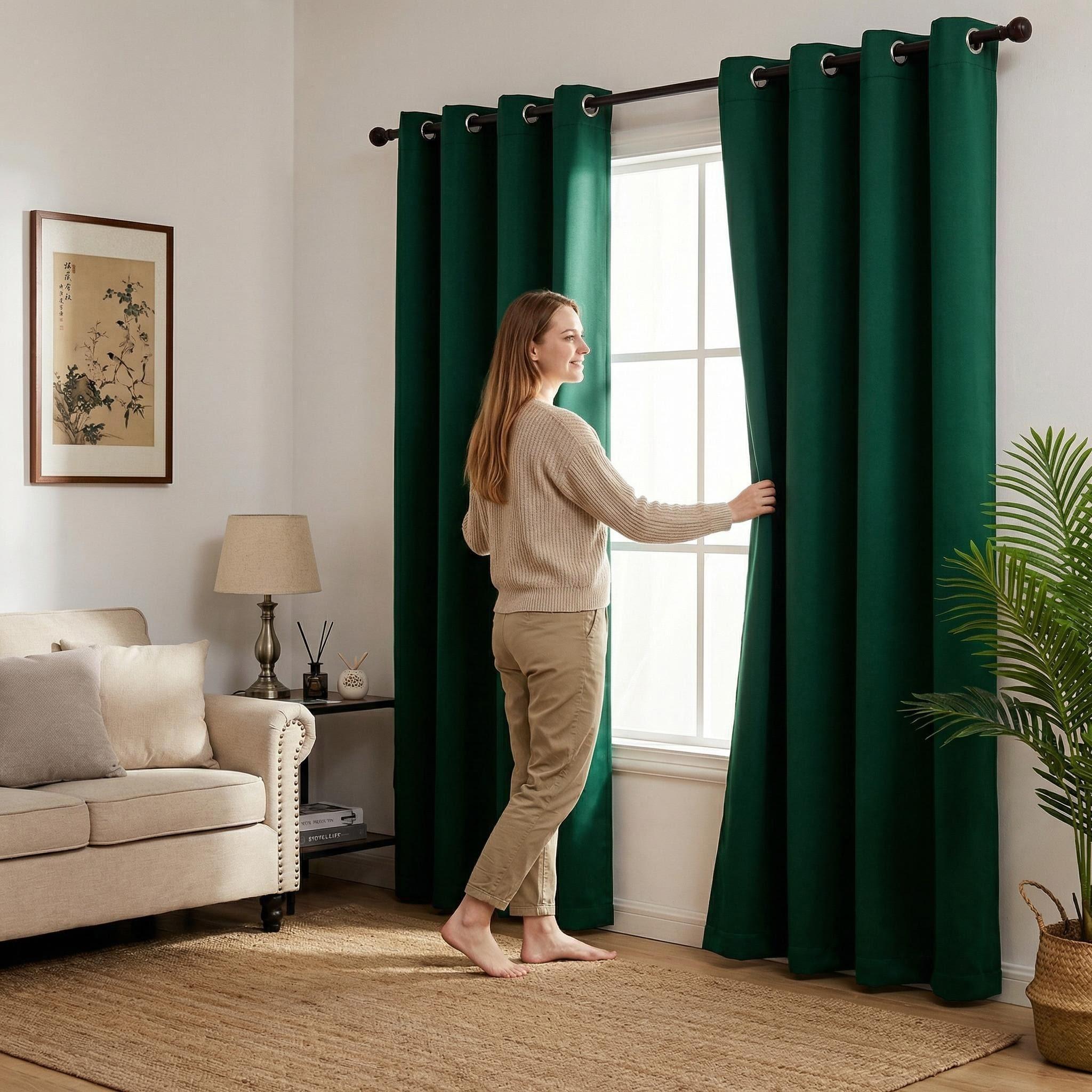 Window Wear 4 Panels 52X90 Inch Blackout Curtains Solid 100% Light Blocking Thermal Insulated Reduce Noise Curtains  Windowshades curtains curtains for bedroom cortinas para salas curtains for living room FT2571